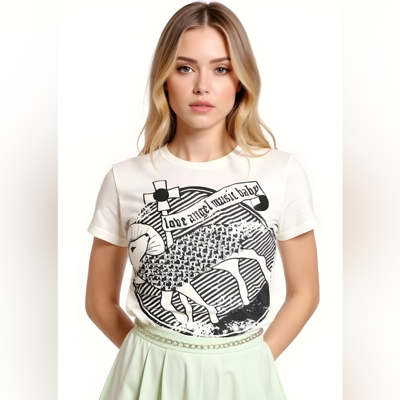 L.A.M.B. Shirt Staff Icon Black 2007 Vintage Tshirt Gwen Stefani Lamb Tee Rock - Picture 1 of 12